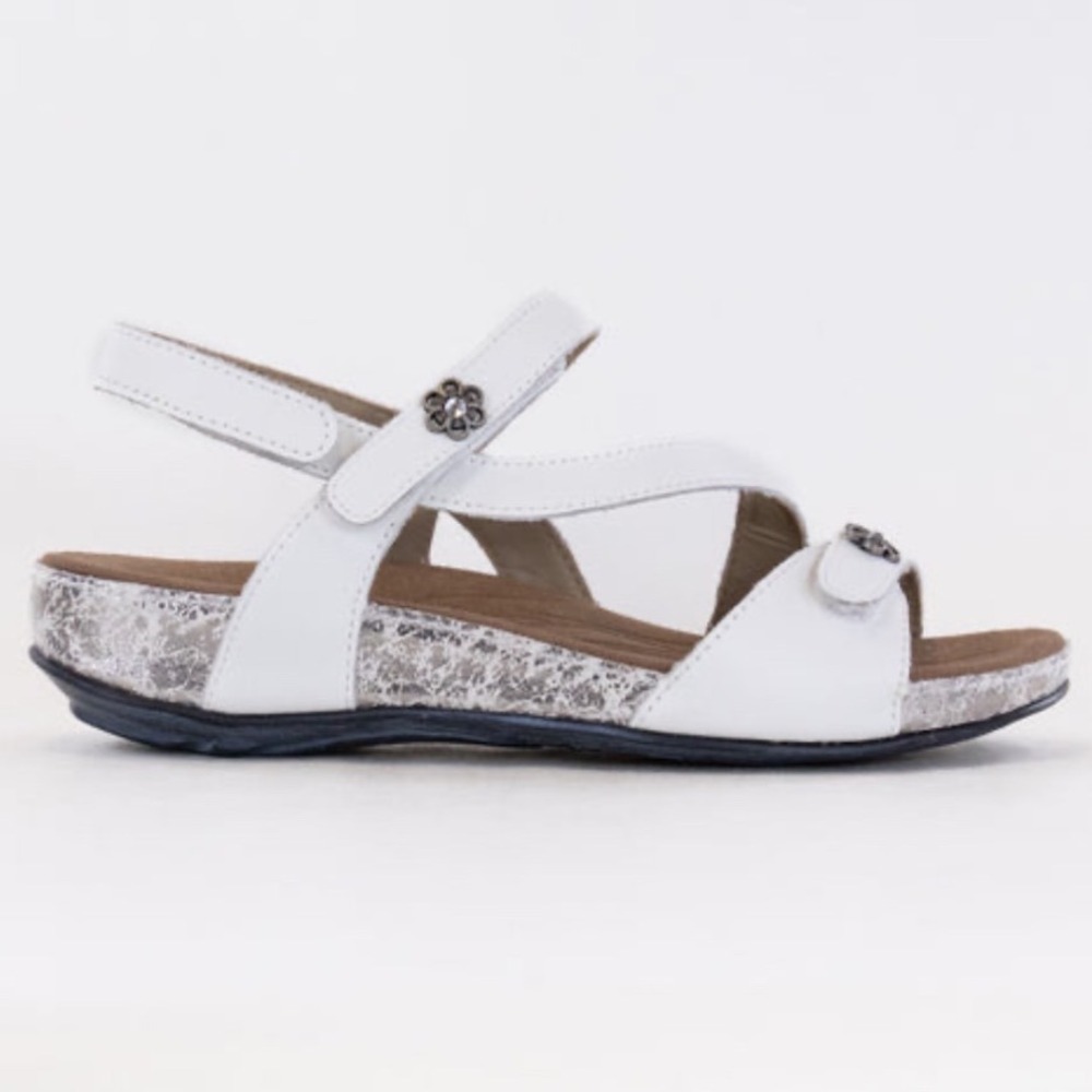 Romika Fidschi White Leather Wedge Chiapetta Sandals Women's Size 9-9.5 $180